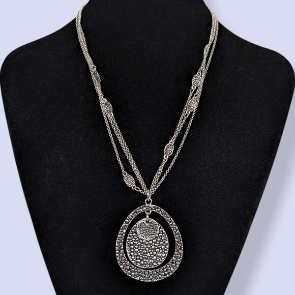 Bill Blass 3-Strand Bumpy Metal Pendant Necklace - Picture 1 of 6